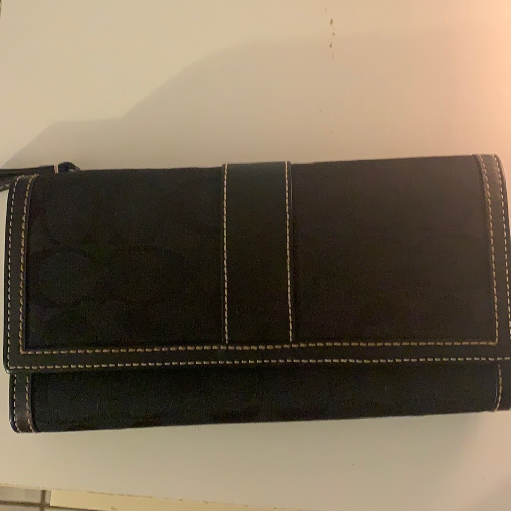 Black Signature Coach Checkbook Wallet